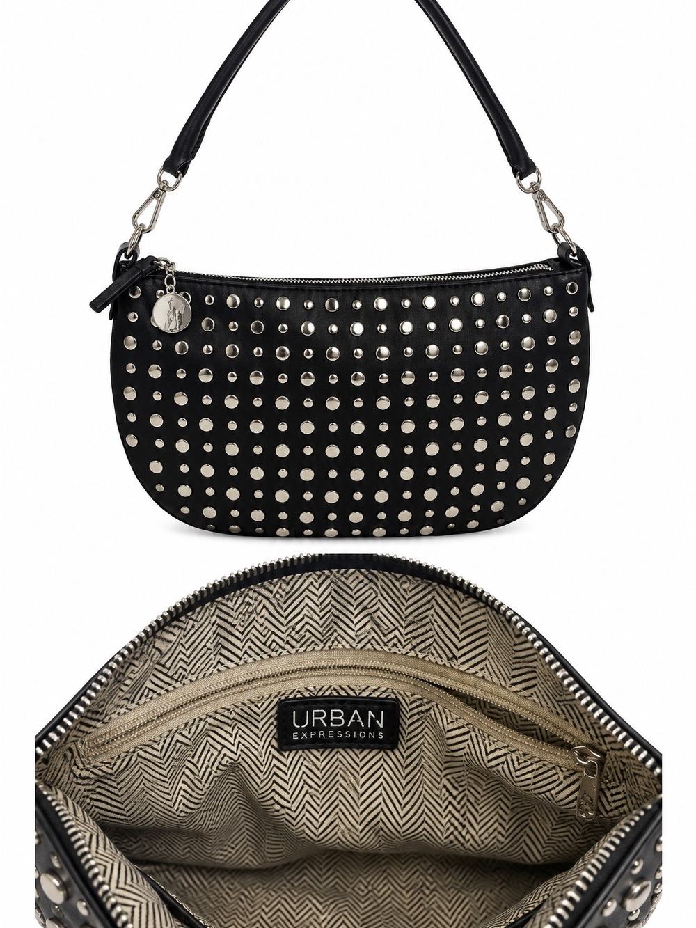 Urban Expressions Black Studded Hobo Clutch